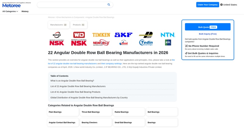 22 Angular Double Row Ball Bearing Manufacturers in 2026 Angular Contact Ball Bearing