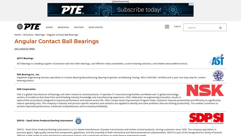 Angular Contact Ball Bearings: Power Transmission Engineering Buyers Guide Angular Contact Ball Bearing